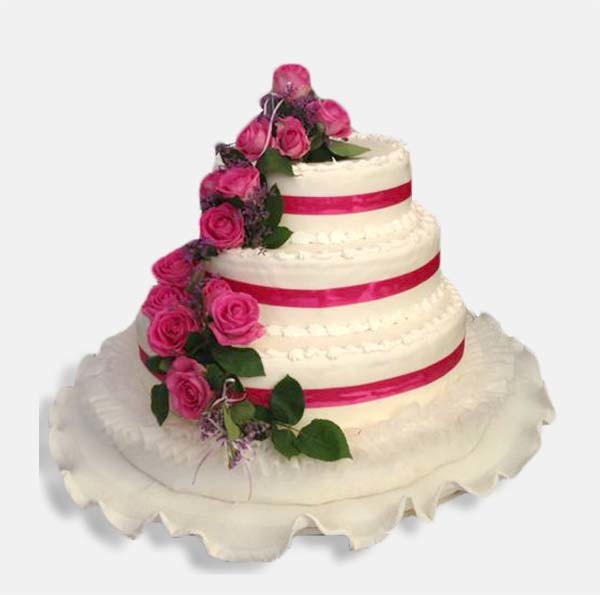 Torta Nuziale - Rose rosa